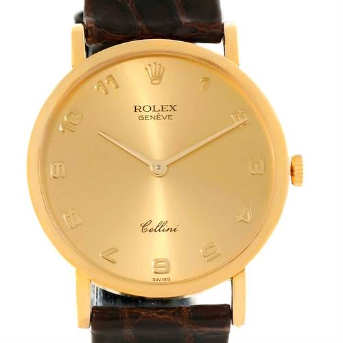 Photo of Rolex Cellini Classic 18k Yellow Gold Brown Strap Watch 5112