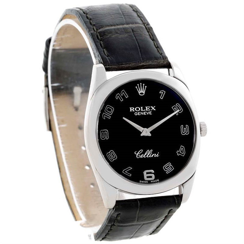 Rolex Cellini Danaos 18k White Gold Black Dial Mens Watch 4233 SwissWatchExpo
