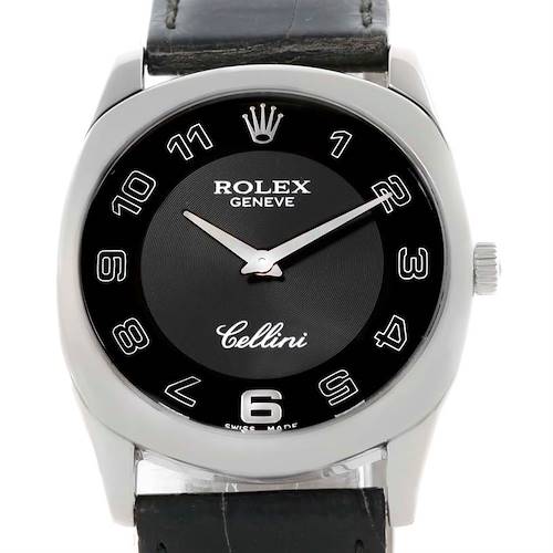 Photo of Rolex Cellini Danaos 18k White Gold Black Dial Mens Watch 4233
