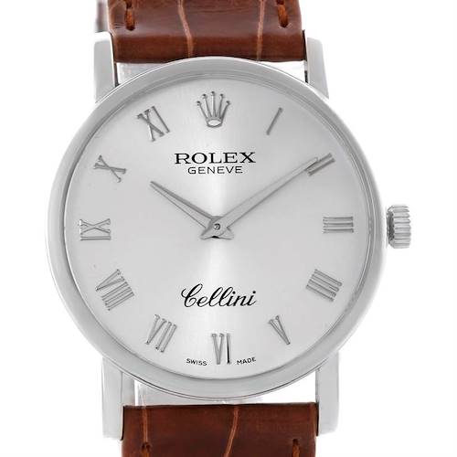 Photo of Rolex Cellini Classic Mens 18K White Gold Silver Dial Watch 5115 Unworn