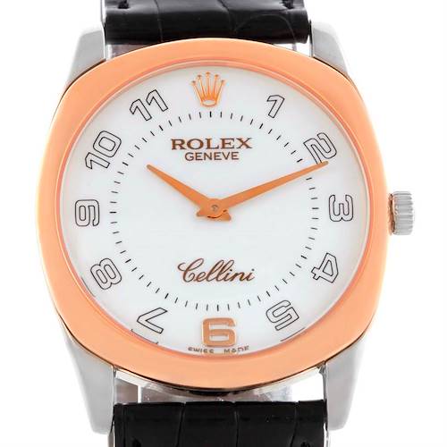 Photo of Rolex Cellini Danaos 18k White Rose Gold White Dial Watch 4233 Unworn