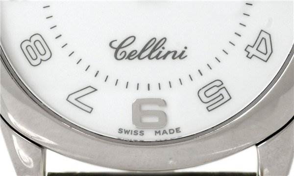 This image shows a close-up of the Rolex Cellini 4233/9 Men's White Gold White Dial 4233/9 Men's White Gold White Dial watch dial displaying part of the numerals and the "Cellini" branding.