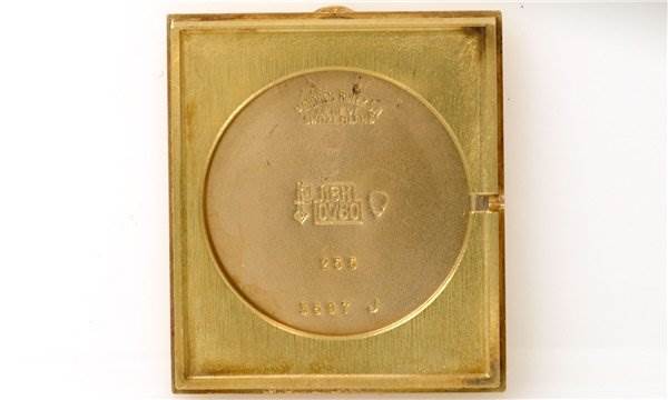 The image shows the inner back case of a Rolex Cellini 3607 Men's Yellow Gold Silver Dial 3607 Men's Yellow Gold Silver Dial watch, featuring various engravings and markings.