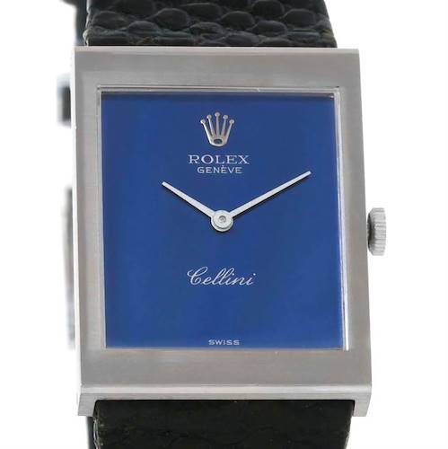 Photo of Rolex Cellini 18k White Gold Blue Mirror Dial Vintage Watch 4014
