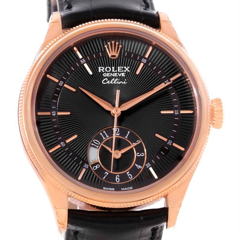 Rolex Cellini Dual Time Everose 18K Rose Gold Automatic Watch 50525 ...