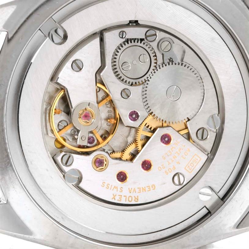 This image shows the internal mechanism and gears of a Rolex Cellini 4233 Men
s White Gold White Dial 4233 Men
s White Gold White Dial watch viewed from the back.