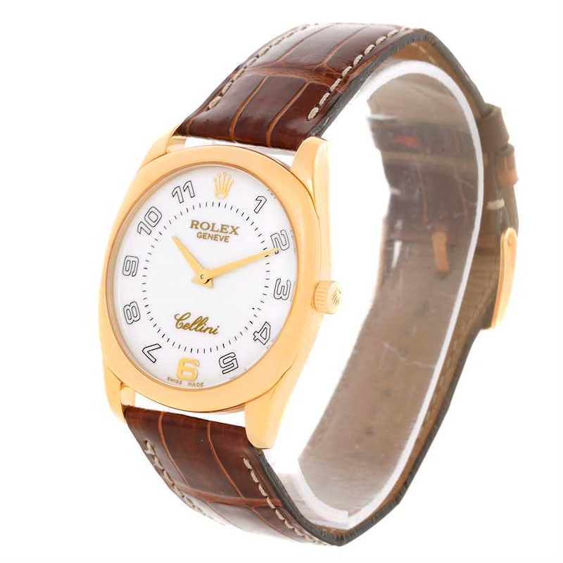 Rolex Cellini Danaos 18k Yellow Gold White Dial Watch 4233 Box SwissWatchExpo