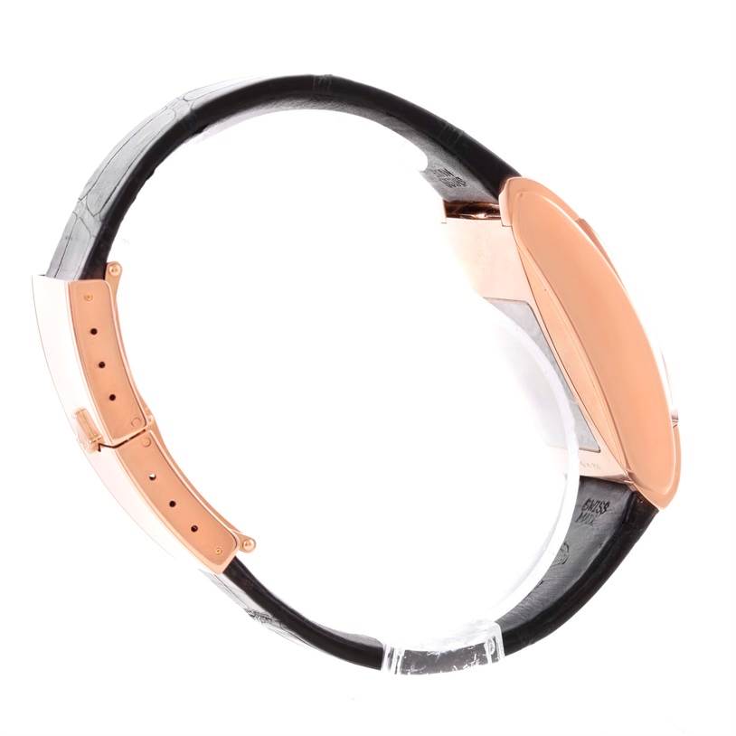 The image shows a side view of the Rolex Cellini 5442.5 Men's Rose Gold Black Dial 5442.5 Men's Rose Gold Black Dial watch, highlighting its case, buckle, and strap.