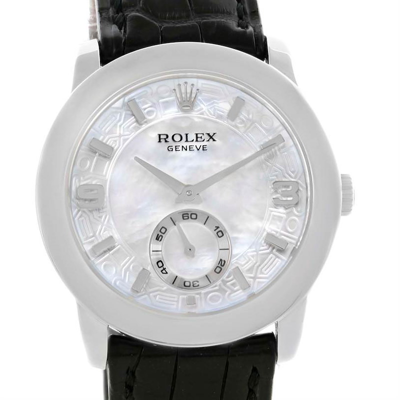 Rolex Cellini Cellinium Platinum Mother of Pearl Dial Watch 5240 Box Papers SwissWatchExpo