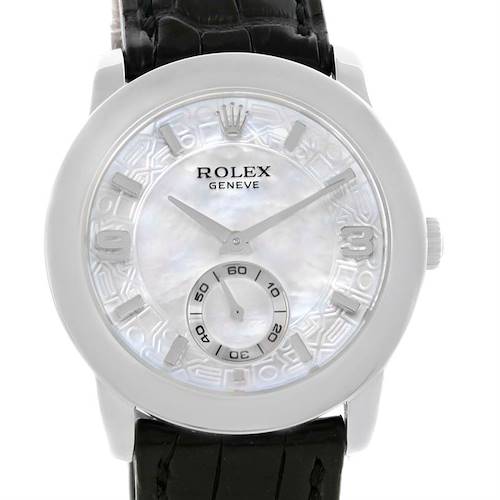 Photo of Rolex Cellini Cellinium Platinum Mother of Pearl Dial Watch 5240 Box Papers