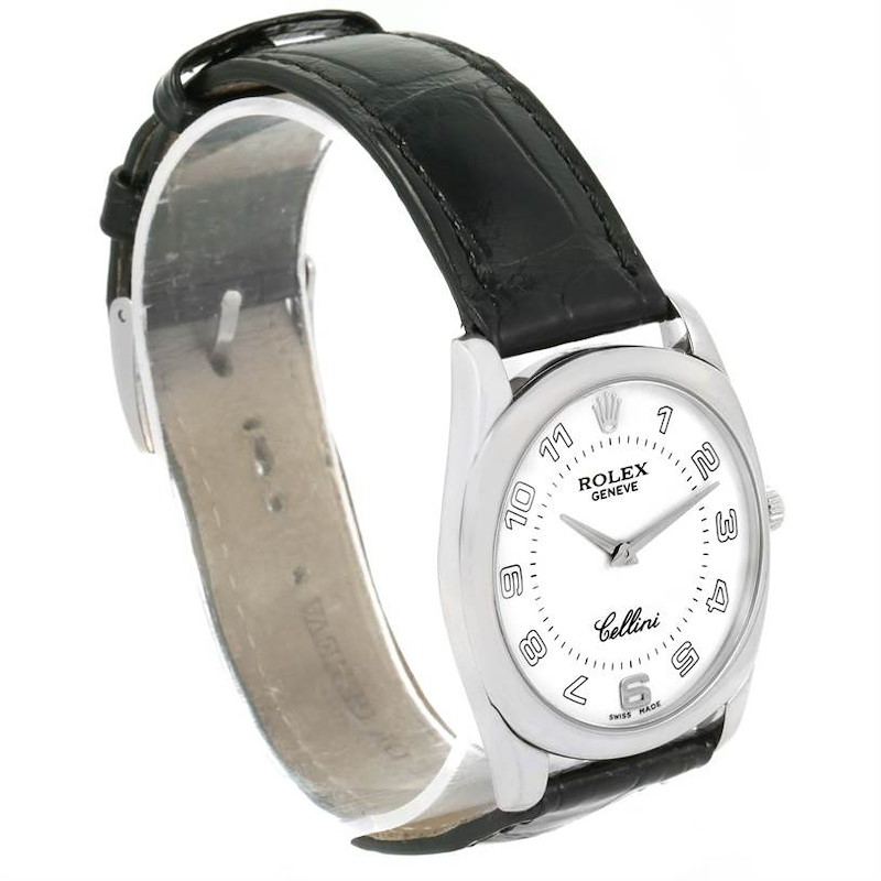 Rolex Cellini Danaos 18k White Gold Black Strap Watch 4233 Box SwissWatchExpo