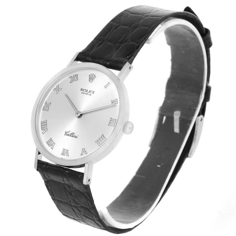 Rolex Cellini Classic Mens 18k White Gold Roman Dial Watch 4112 SwissWatchExpo