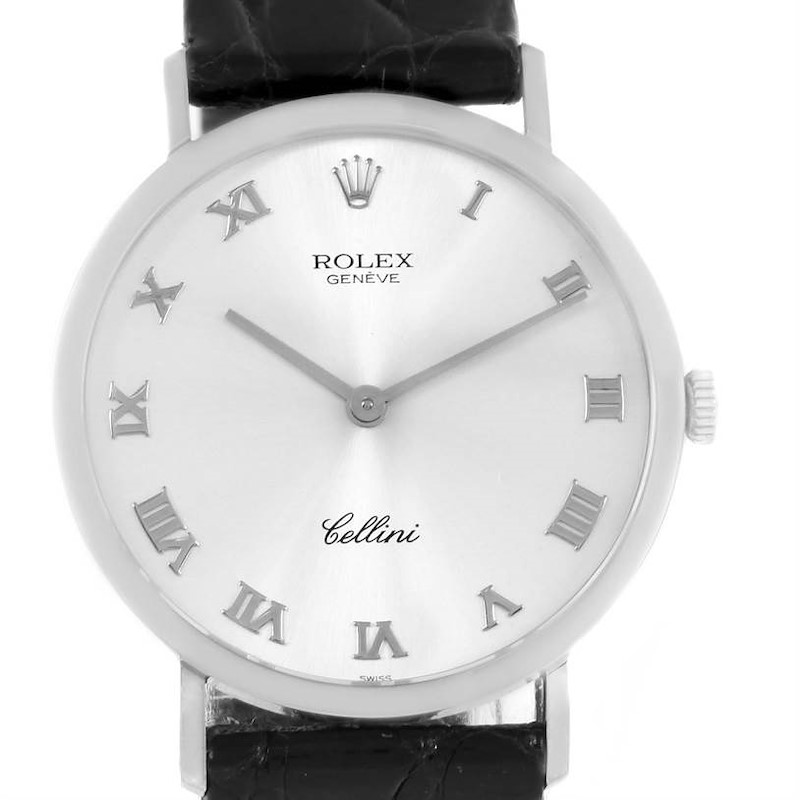 Rolex Cellini Classic Mens 18k White Gold Roman Dial Watch 4112 SwissWatchExpo