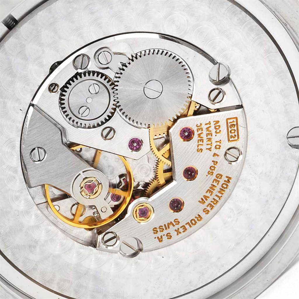 The image shows the internal mechanical parts of the Rolex Cellini 4243 Men's White Gold White Dial 4243 Men's White Gold White Dial model watch viewed from the back.