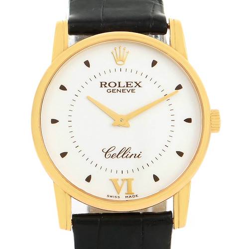 Photo of Rolex Cellini Classic 18k Yellow Gold Silver Dial Watch 5116 Box Papers