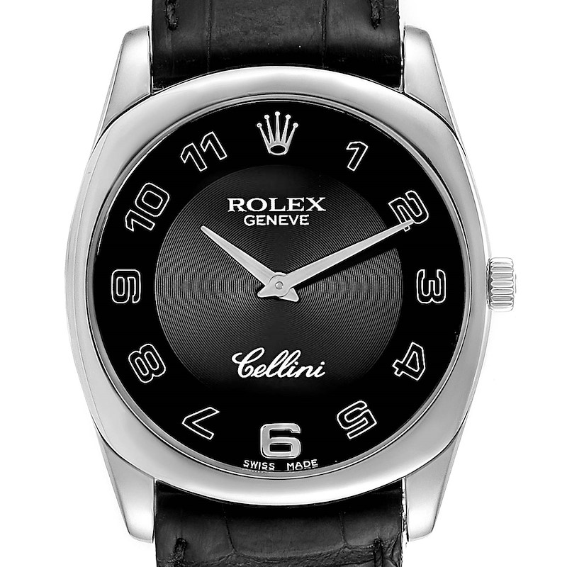 Rolex Cellini Danaos 18k White Gold Black Dial Unisex Watch 4233 SwissWatchExpo