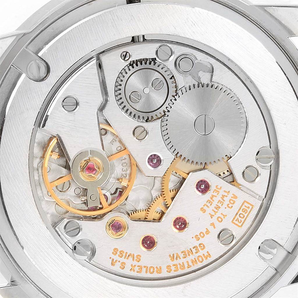 The image shows the internal mechanical movement of a Rolex Cellini 5116 White Gold Silver Dial 5116 White Gold Silver Dial watch from the rear angle.
