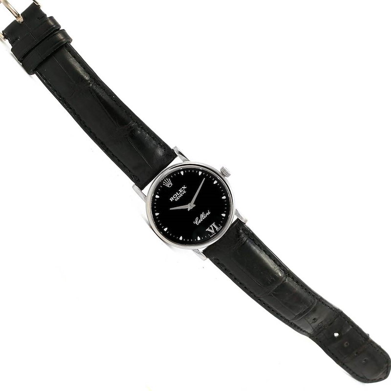 Rolex Cellini Classic 18K White Gold Black Dial Watch 5115 | SwissWatchExpo