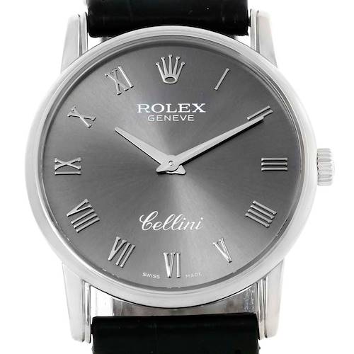 Photo of Rolex Cellini Classic 18k White Gold Slate Dial Mens Watch 5116