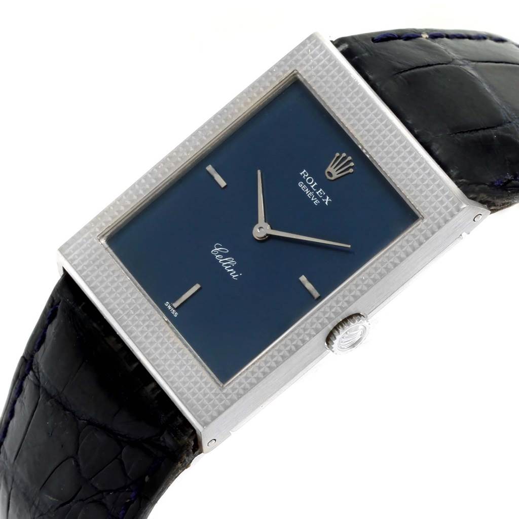 Rolex Cellini 18k White Gold Blue Dial Vintage Mens Watch 4127 ...