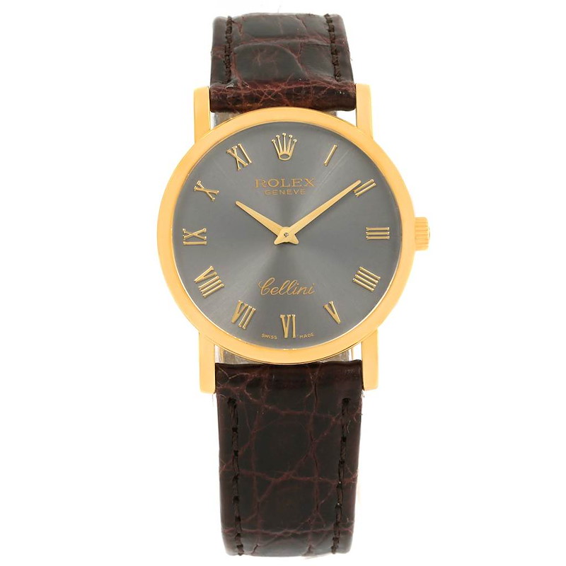 Rolex Cellini Classic 18K Yellow Gold Slate Roman Dial Watch 5115 ...