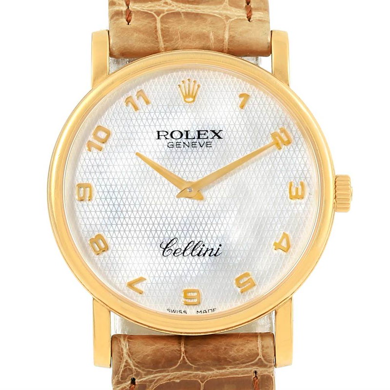 Rolex Cellini Classic Yellow Gold MOP Arabic Numerals Dial Watch 5115 SwissWatchExpo