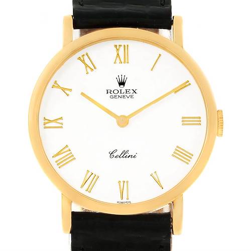 Photo of Rolex Cellini Classic 18K Yellow Gold White Roman Dial Mens Watch 5112