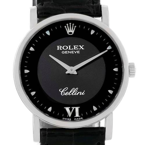 Photo of Rolex Cellini Classic 18K White Gold Black Dial Mens Watch 5115