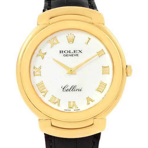 Photo of Rolex Cellini 18k Yellow Gold White Roman Dial Mens Watch 6623
