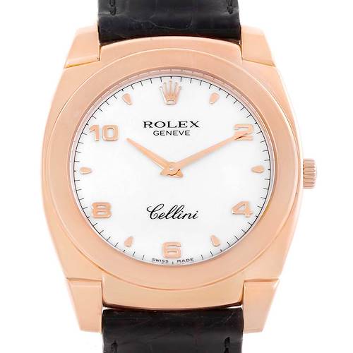Photo of Rolex Cellini Cestello 18K Rose Gold White Dial Mens Watch 5330