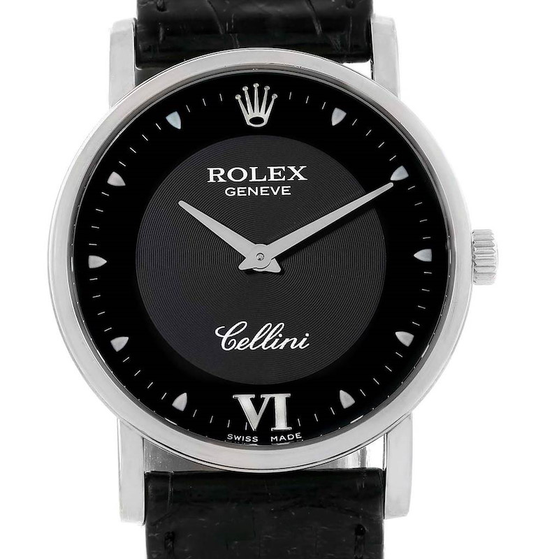 Rolex Cellini Classic White Gold Black Dial Unisex Watch 5115 SwissWatchExpo