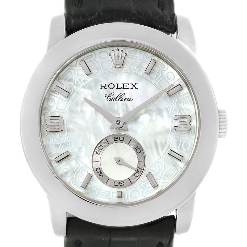 Rolex Cellini Cellinium Platinum MOP Dial Mens Watch 5240 Box Papers SwissWatchExpo