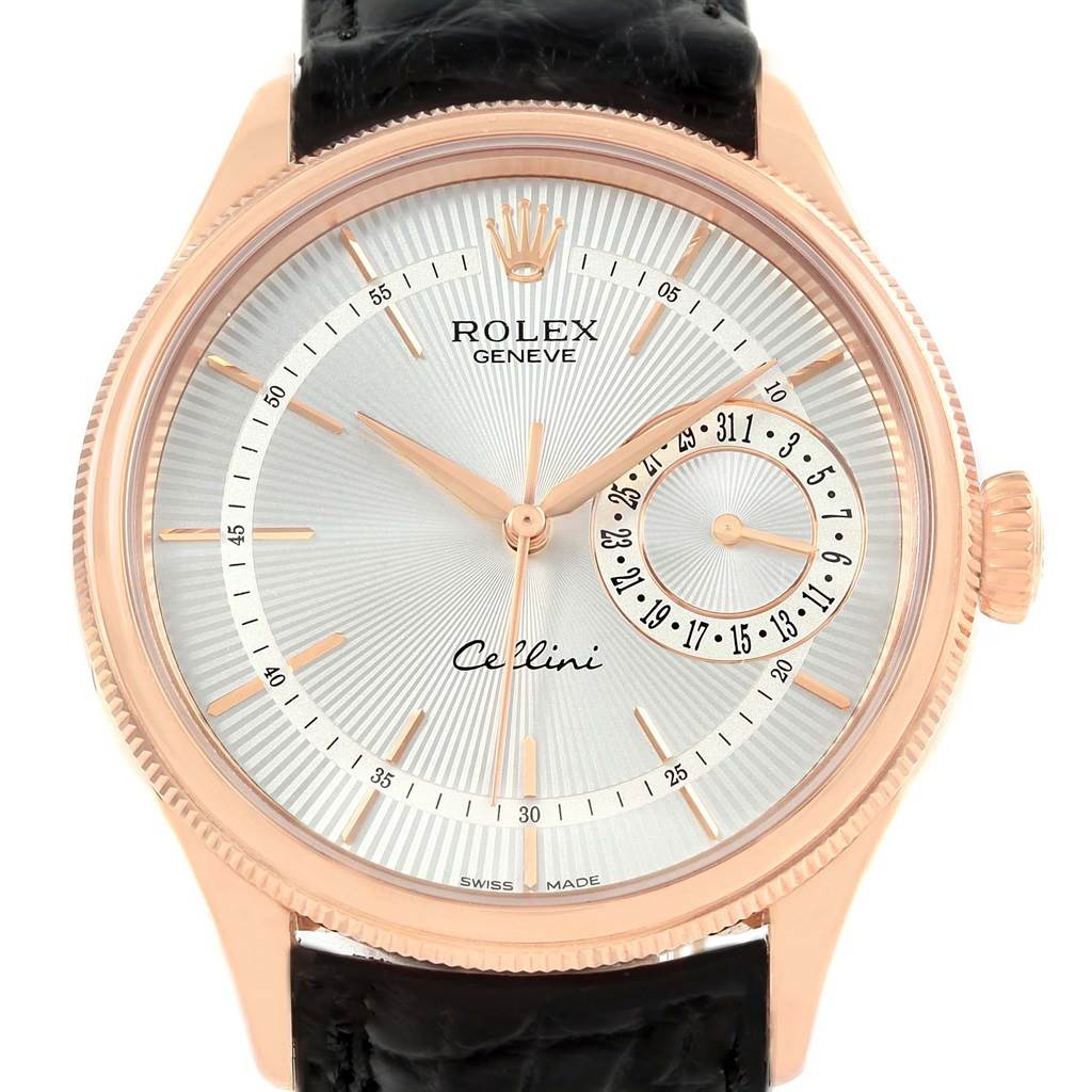 Rolex Cellini Date 18K Everose Gold Silver Dial Automatic Watch 50515 ...