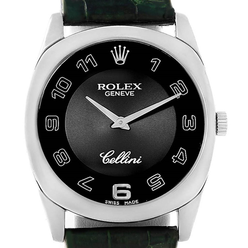 Rolex Cellini Danaos White Gold Black Dial Mens Watch 4233 SwissWatchExpo