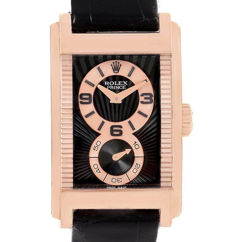 Rolex Cellini Prince Black Dial 18K Rose Gold Mens Watch 5442 Box Card SwissWatchExpo