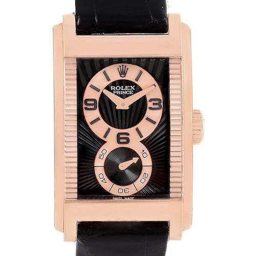 Photo of Rolex Cellini Prince Black Dial 18K Rose Gold Mens Watch 5442 Box Card