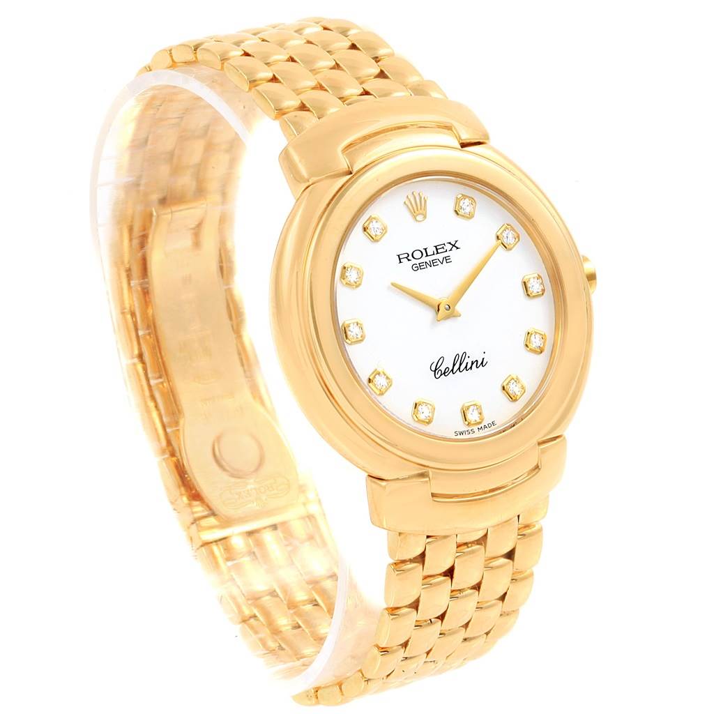 Rolex Cellini 18k Yellow Gold White Diamond Dial Ladies Watch 6622 ...