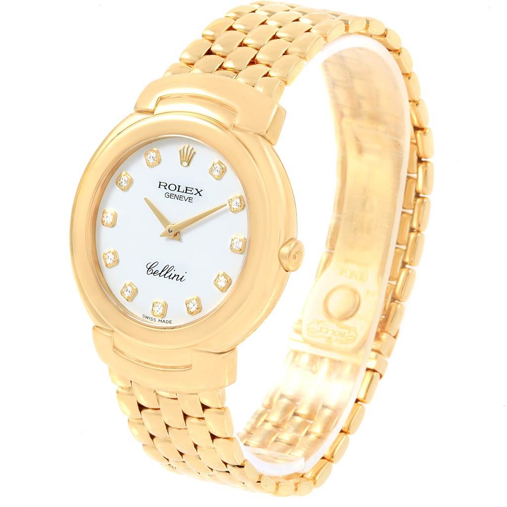 Rolex Cellini 18k Yellow Gold White Diamond Dial Ladies Watch 6622 ...