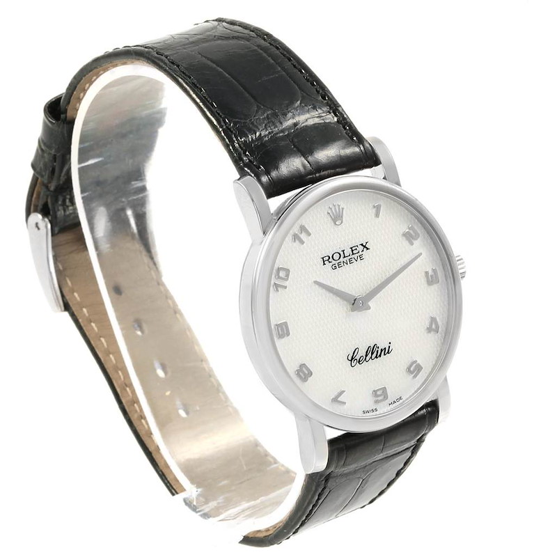 Rolex Cellini Classic White Gold MOP Dial Black Strap Watch 5115 Unworn ...