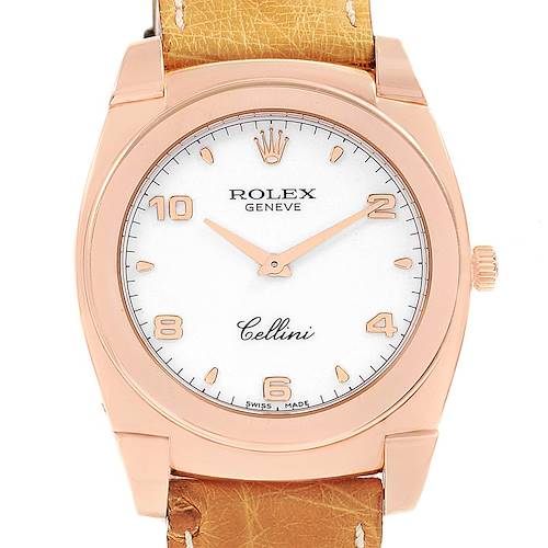 Photo of Rolex Cellini Cestello 18K Rose Gold White Dial Mens Watch 5330 Unworn