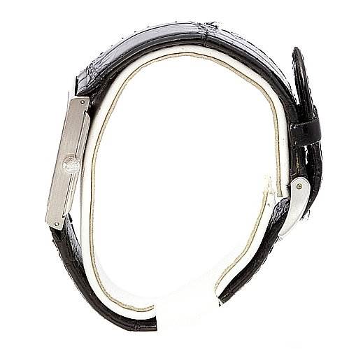 The image shows a side view of a Rolex Cellini 4014 White Gold Silver Dial 4014 White Gold Silver Dial watch, focusing on its band, clasp, and case side.