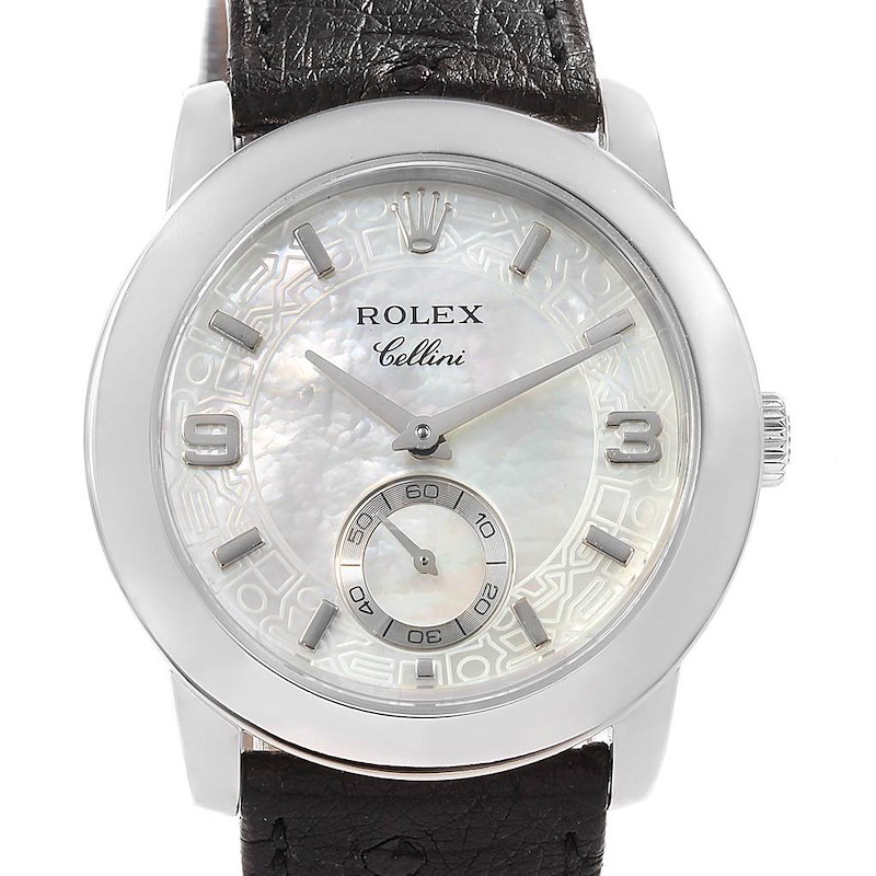Rolex Cellini Cellinium Platinum Black Strap Mechanical Mens Watch 5240 SwissWatchExpo