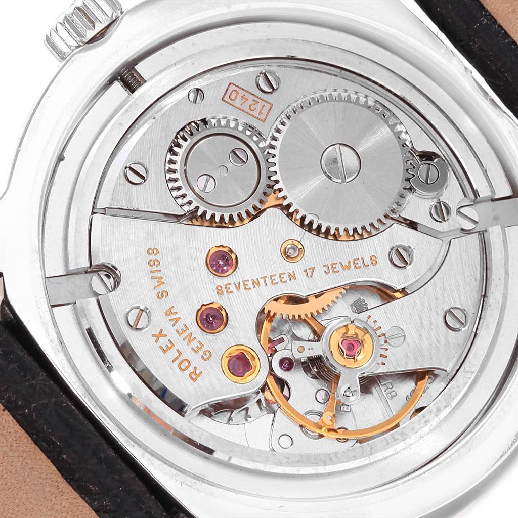 This image shows the detailed internal movement mechanism of the Rolex Cellini 5240/9 Men's Platinum Mother of Pearl Dial 5240/9 Men's Platinum Mother of Pearl Dial watch.