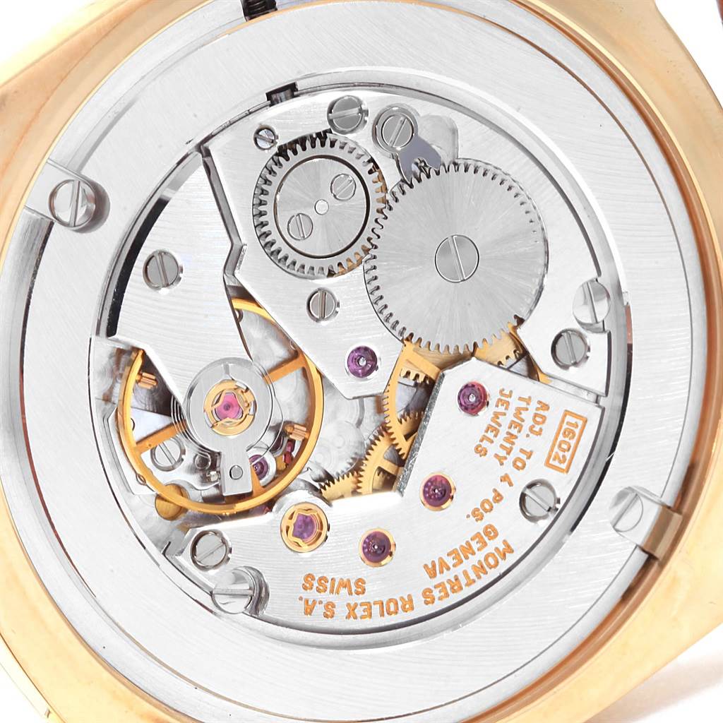 This image shows the intricate movement and internal mechanisms of a Rolex Cellini 4233 Men's Stainless Steel White Dial 4233 Men's Stainless Steel White Dial watch from the back.