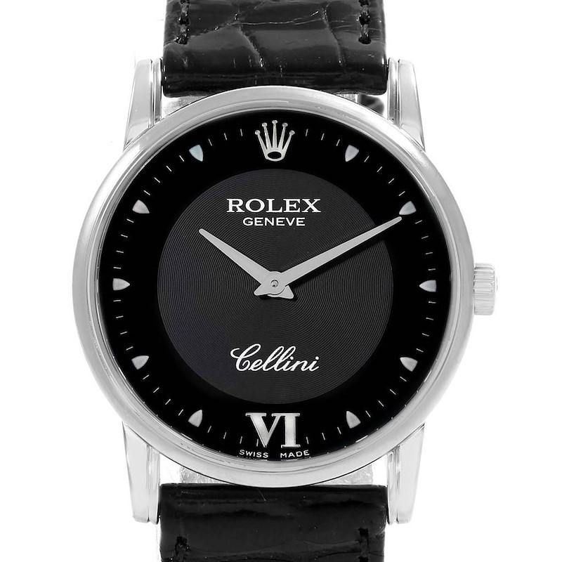 Rolex Cellini Classic White Gold Black Dial Watch 5116 Card SwissWatchExpo