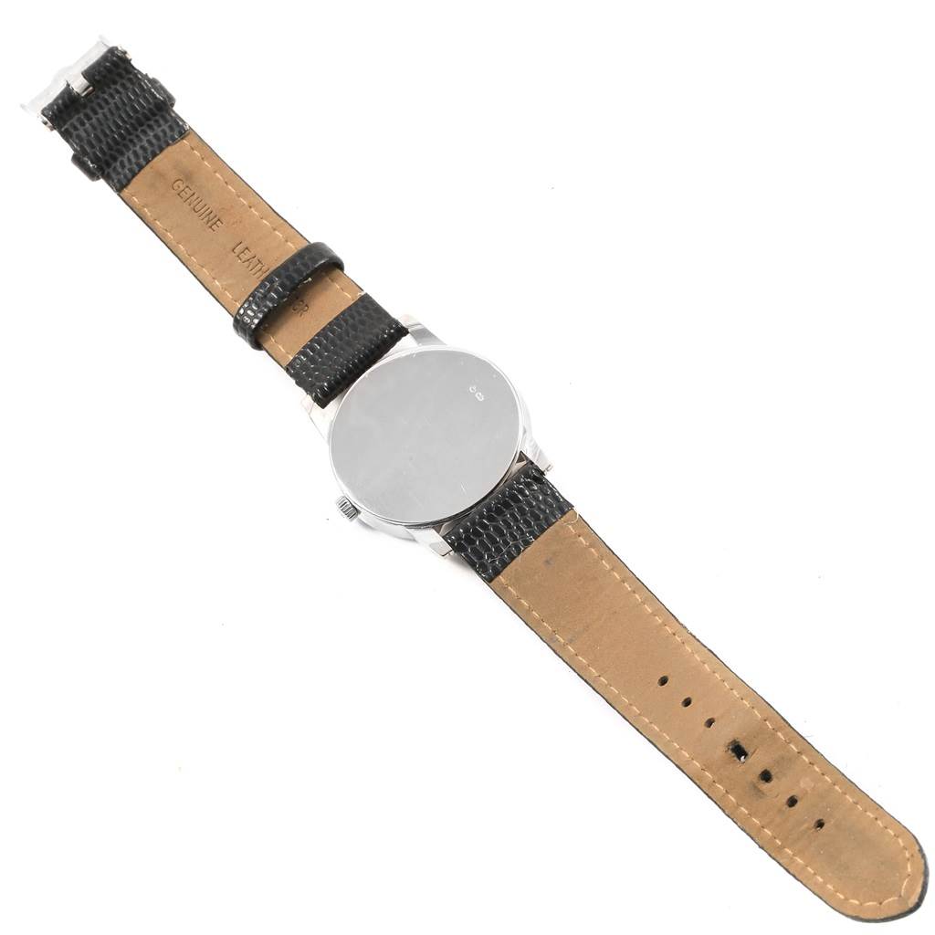 The image shows the back of a Rolex Cellini 5116 Men's White Gold Silver Dial 5116 Men's White Gold Silver Dial watch, highlighting the strap and caseback from a top-down angle.