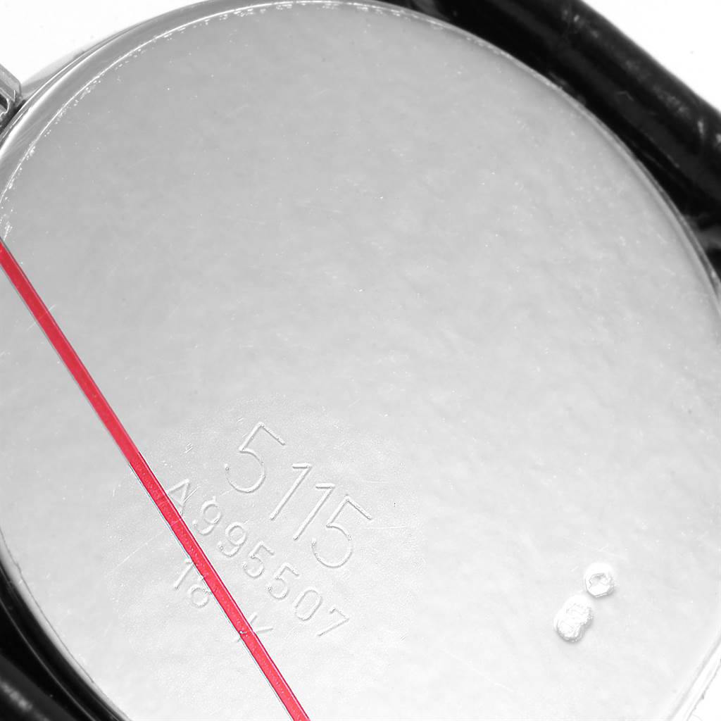 The image shows the back of a Rolex Cellini 5115 Men's White Gold Silver Dial 5115 Men's White Gold Silver Dial watch, displaying the model number and other markings.