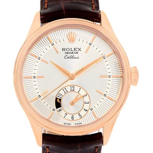 Photo of Rolex Cellini Dual Time Everose Gold Automatic Mens Watch 50525 Box Card