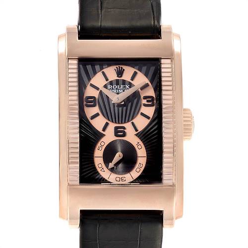 Photo of Rolex Cellini Prince 18K Rose Gold Black Dial Mens Watch 5442