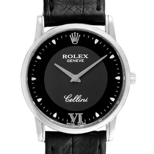 Photo of Rolex Cellini Classic 18K White Gold Black Dial Mens Watch 5116